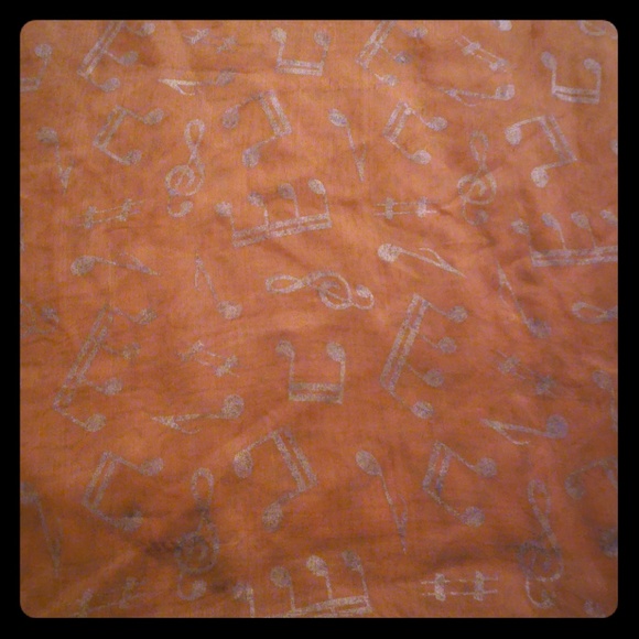 Orange and Gold Scarf w/ music notes - Picture 2 of 4